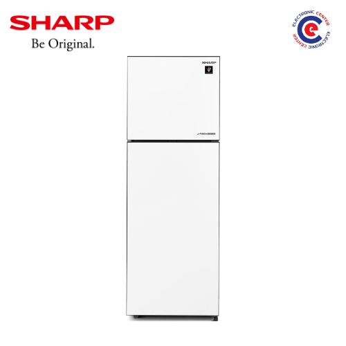 SHARP Kulkas 2 Pintu 329L SJ-456GI-GW / SJ456GIGW / SJ 456GI White Glitter 2 Door - SHINE Glass Door
