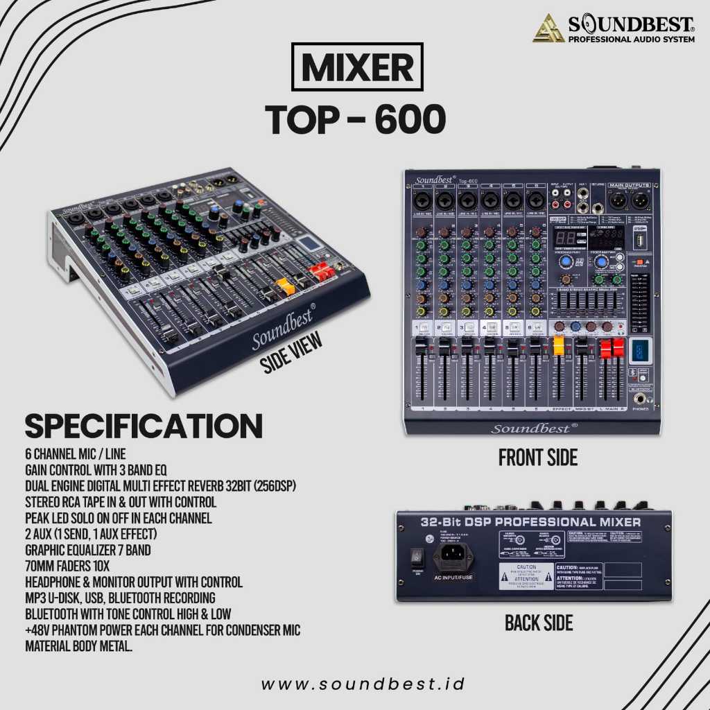 Mixer Soundbest TOP 600 Mixer SoundBest 6 chanel MIxer 6 chanel Murah