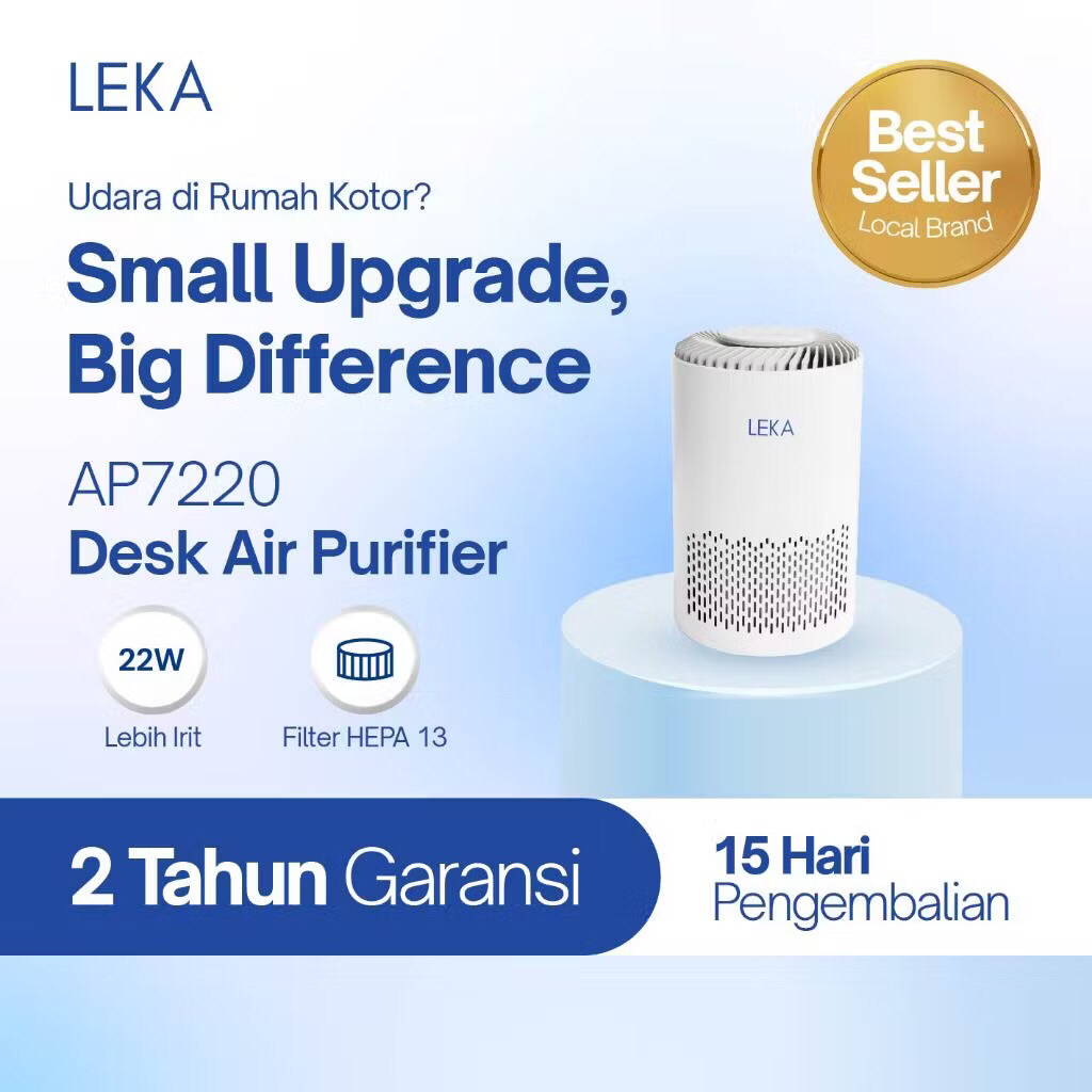 LEKA AP7220 Desk Air Purifier - Pembersih Udara Mini True HEPA13