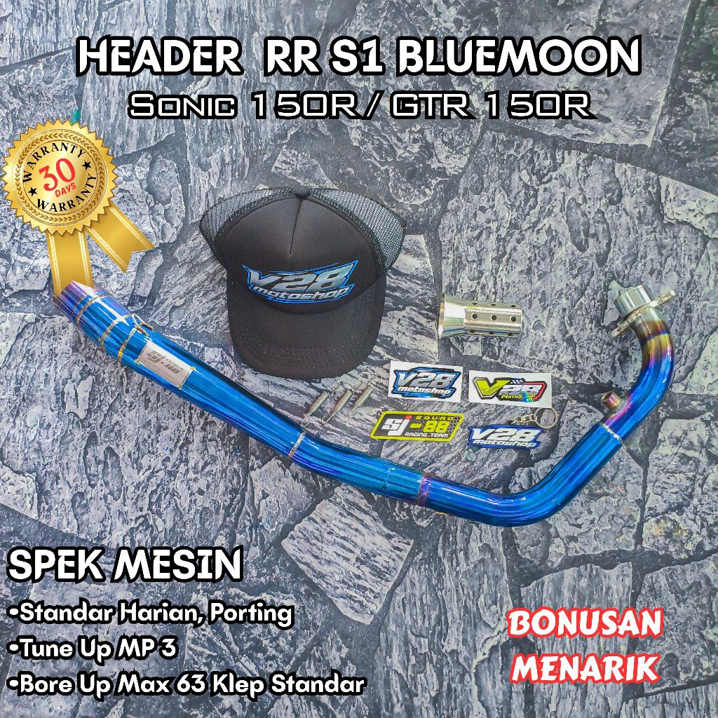 Knalpot SJ88 Racing HEADER Only RR S1 Bluemoon  Honda SONIC GTR 150R WAJIB UNDERBONE Pipa Leheran Ng