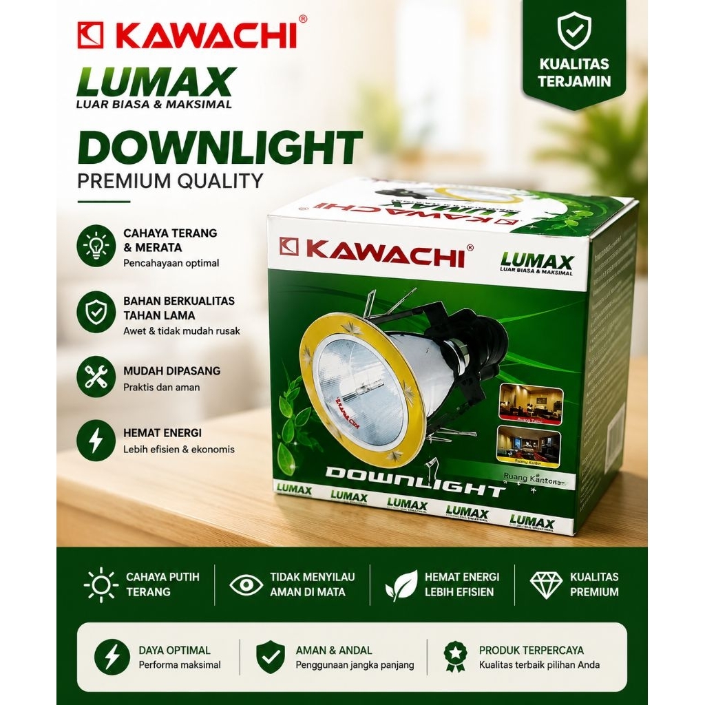 KAWACHI LUMAX DOWNLIGHT | Lampu Downlight Hemat Energi | Cahaya Terang & Fokus