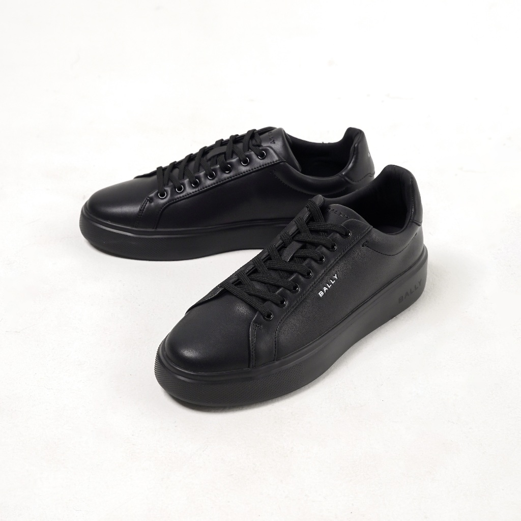 Sepatu BALLY BRAIDY ALL BLACK LEATHER SNEAKER 100% ORIGINAL