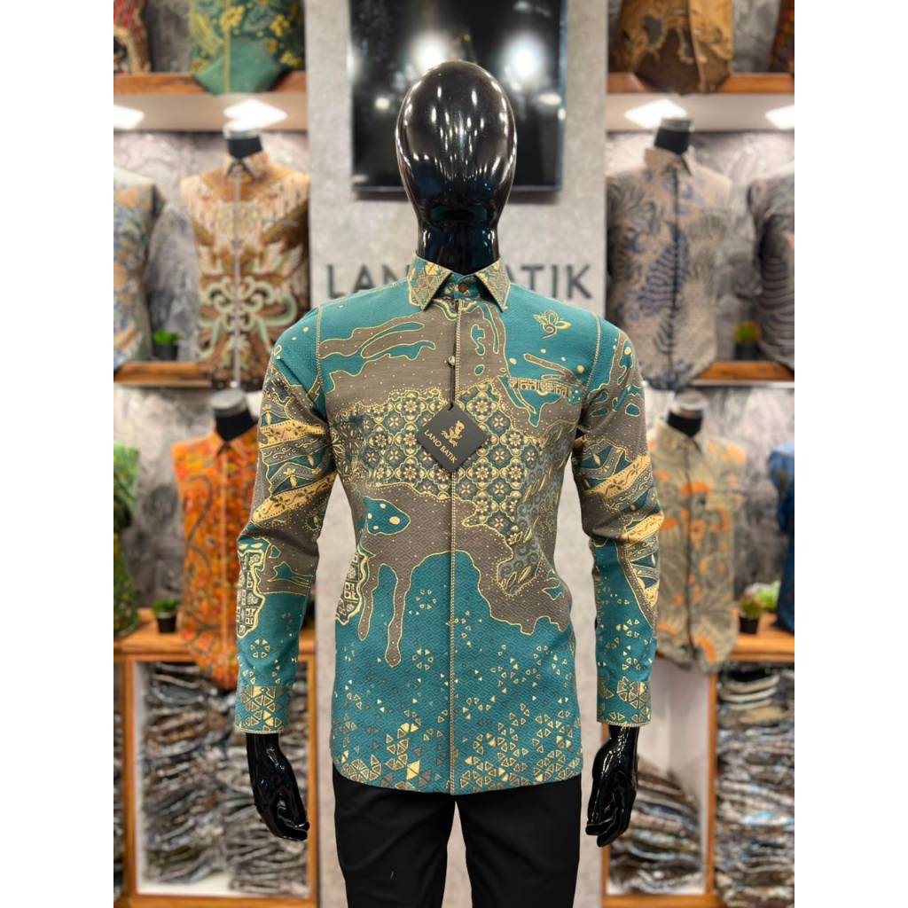 Lano Batik Tulis Prada Motif Truntum Bahan Dobby | Kemeja Batik Pria Lengan Panjang | PRD