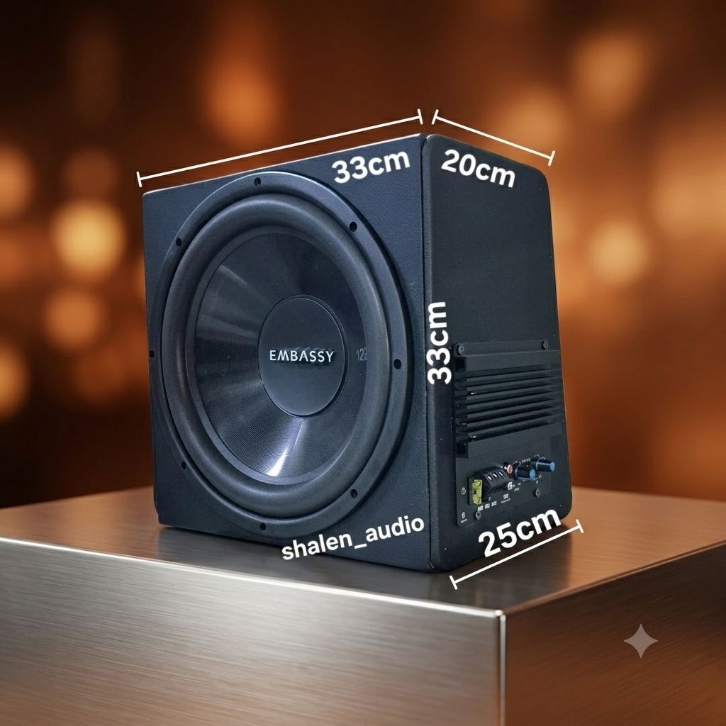Speaker subwoofer 12inch aktif EMBASSY ES-1276J Bass tube / bass box Universal tinggi 33cm dobel coi