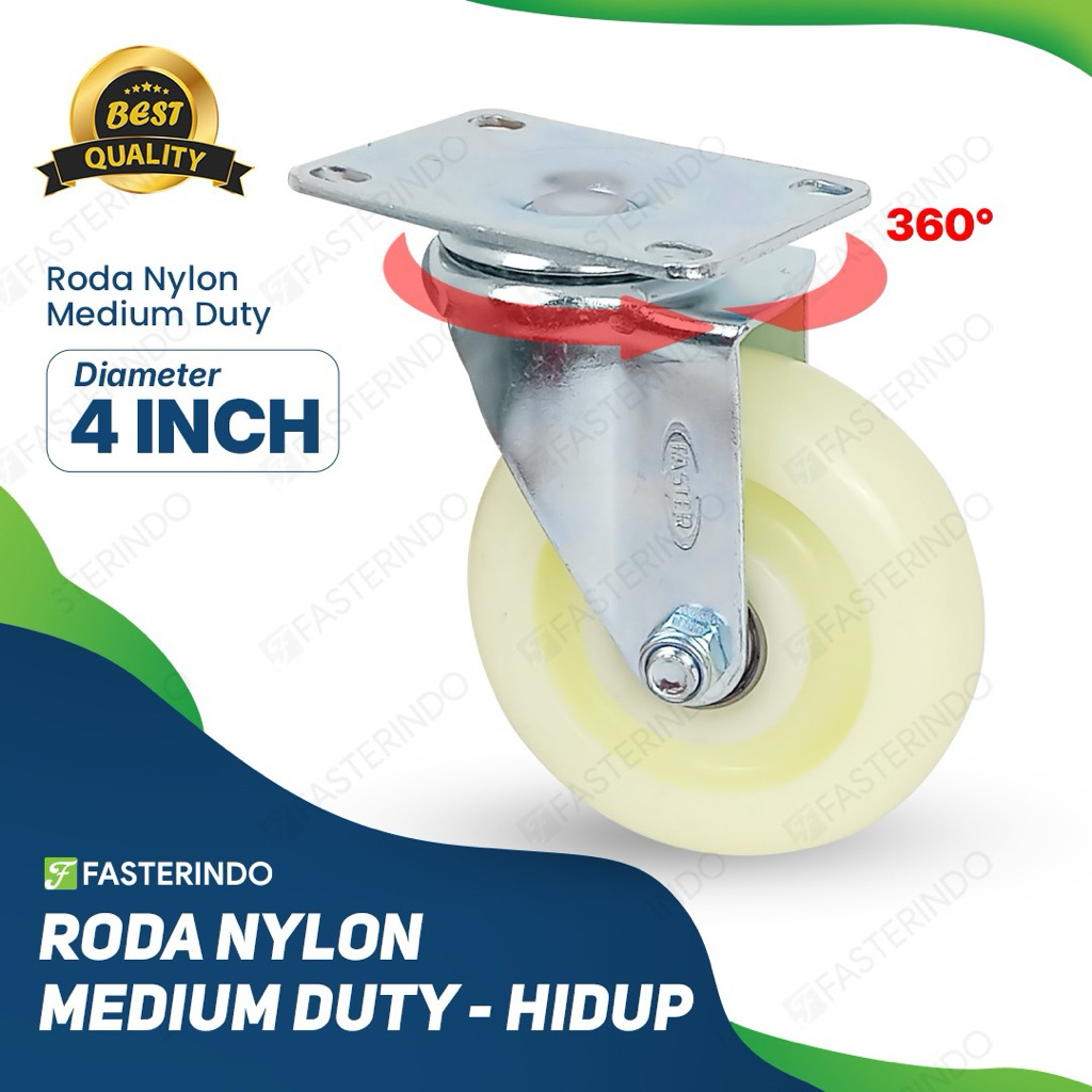 Roda Troli / Roda Nylon 4 Inch Hidup / Roda Medium Duty / Roda Nylon