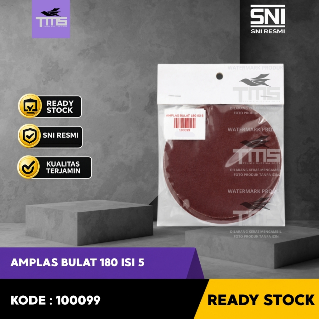 Amplas Bulat 180 Grit Isi 5 Sanding Disc Amplas Halus Finishing Ready Stock