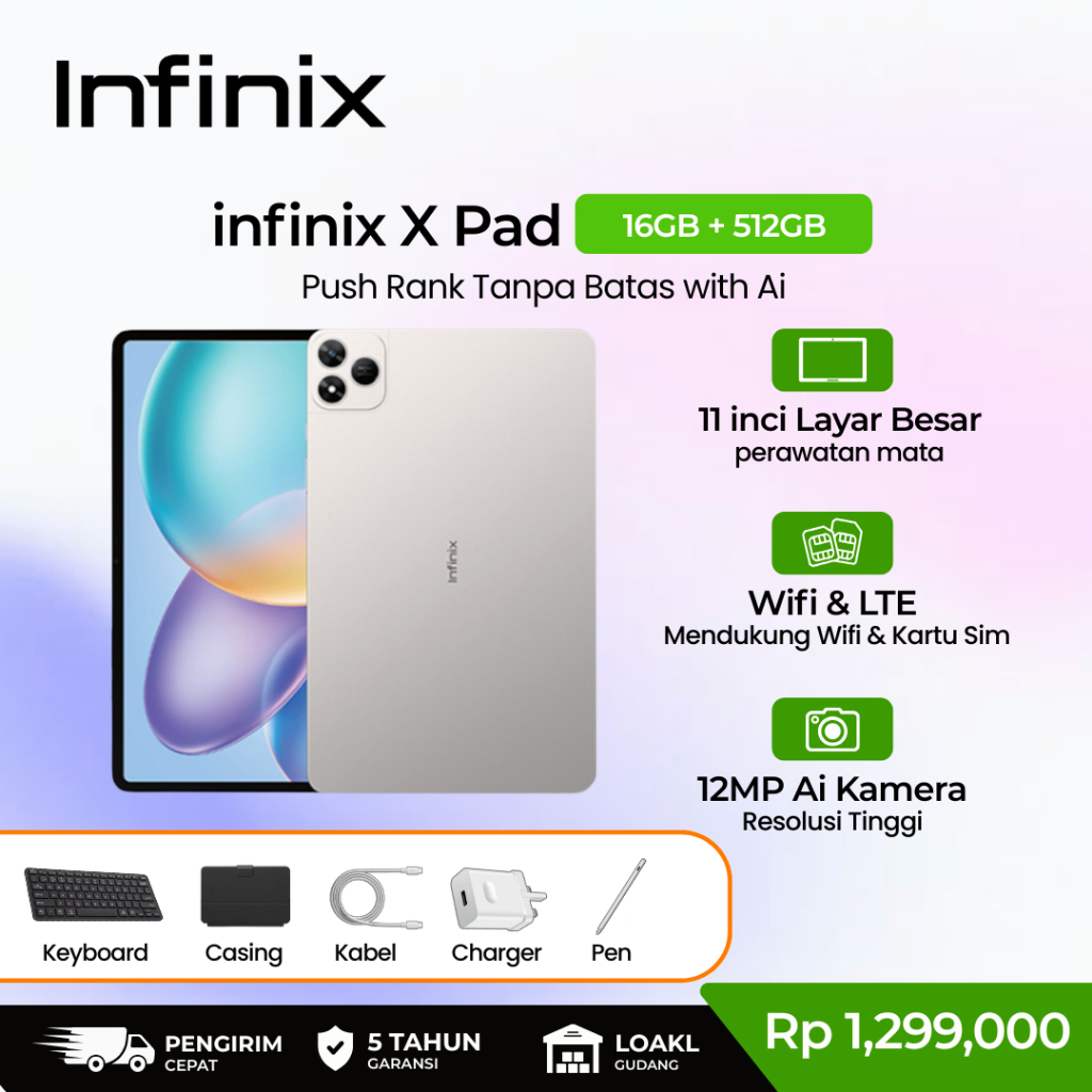 [ COD Tersedia ] Infinix XPad 20 Pro 12" 16GB RAM + 512GB ROM | Super Cepat & Smooth | Layar Besar |