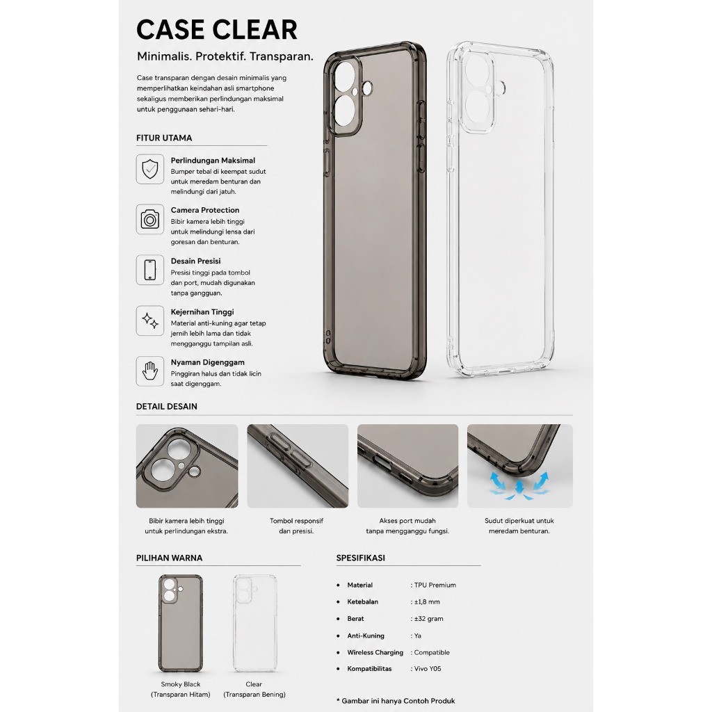 CASE BENING/CLEAR CASE FOR VIVO V7 PLUS V9 V60 LITE V60 V50 LITE 4G/5G V50 5G V5 V40 LITE 4G/5G V40 