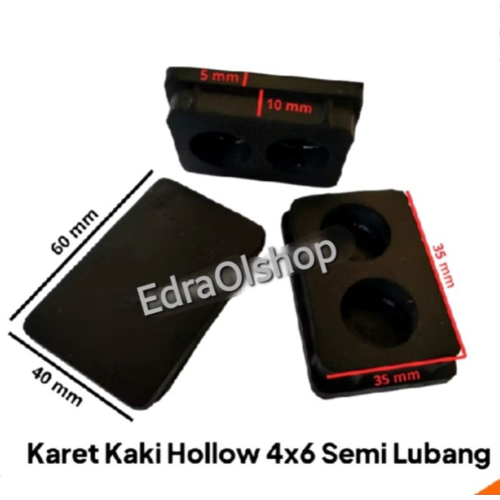 Karet  35x55 mm kaki Hollow Meja Alas Besi Kotak BANCI 40x60 Semi Ranjang Dipan Lubang Padat Kuat