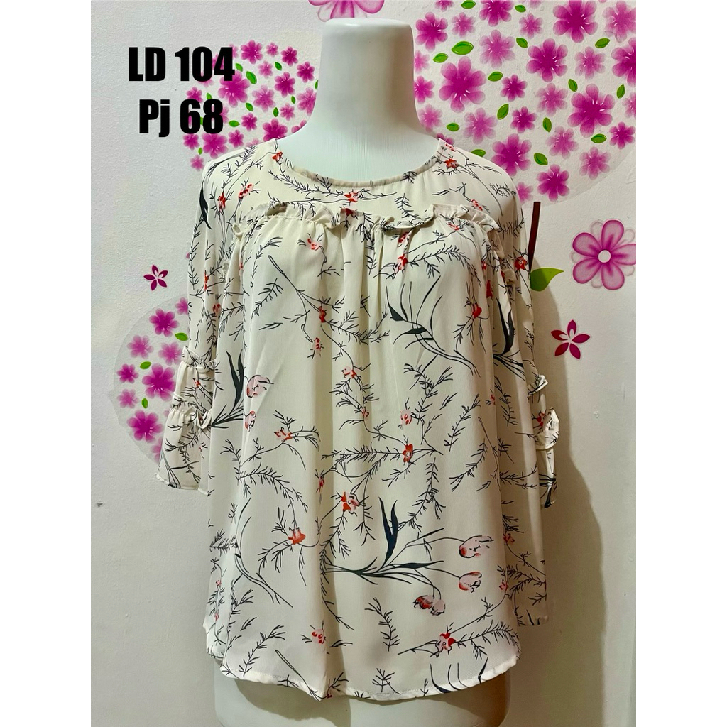 Blouse Bunga Putih Ruffle - florenstuff