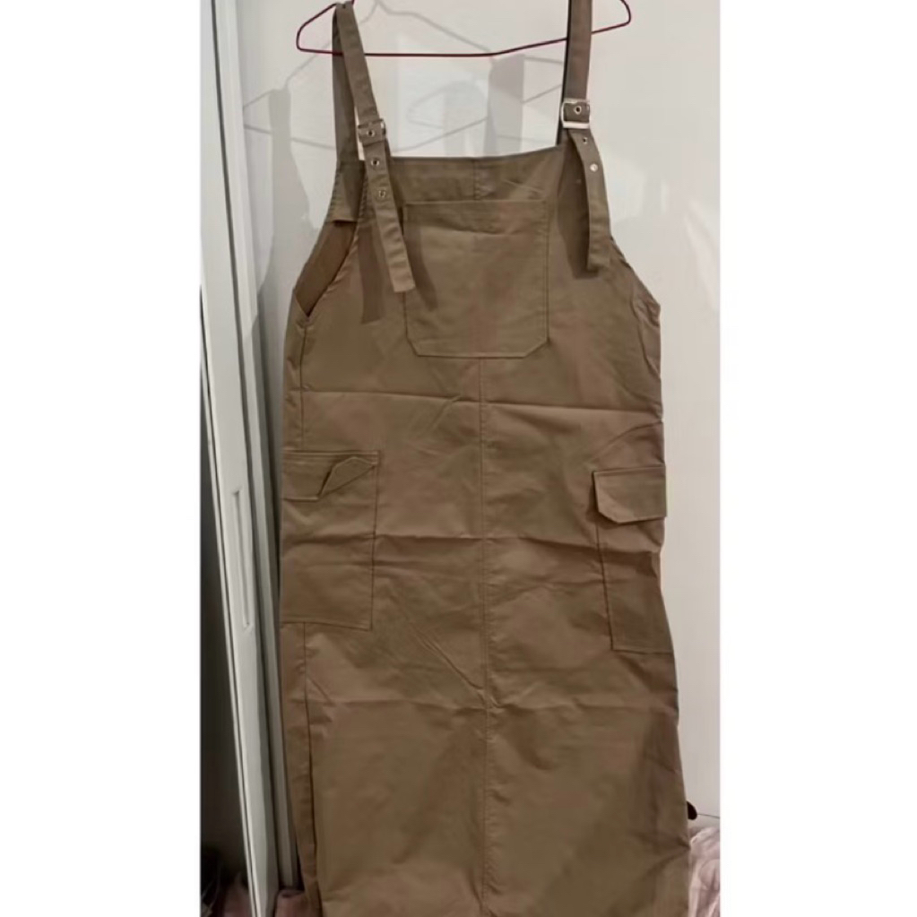 Preloved baju Overall Dress / Apron Dress Cokelat Khaki