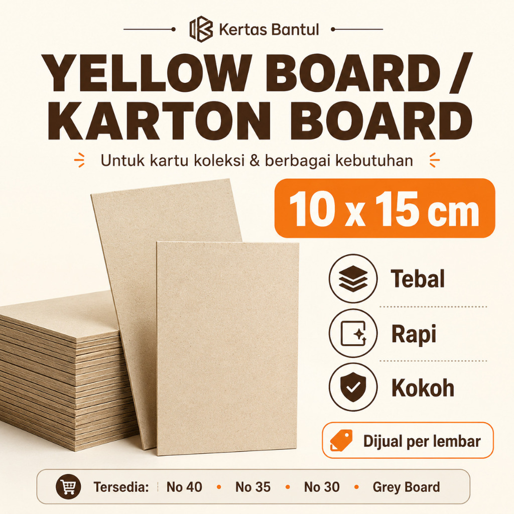 Karton board yellow board Karton Grey Board Tebal Ukuran A6 10 x 15 cm– Alas Photocard Kpop / Scrapb