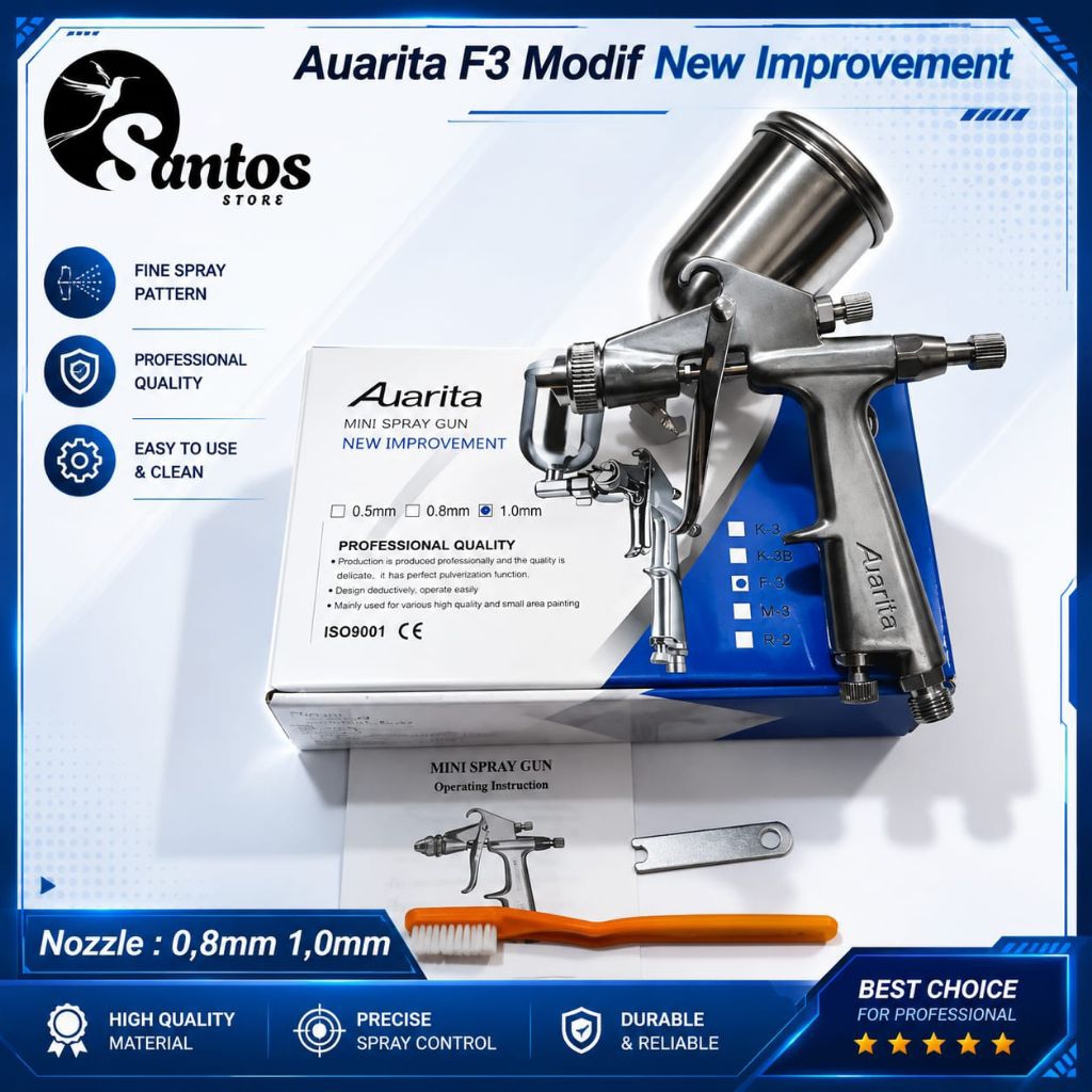 Auarita F3 Modif New Improvement Mini Spray Gun 0.8mm 1.0mm Air Spray Gun Pneumatic