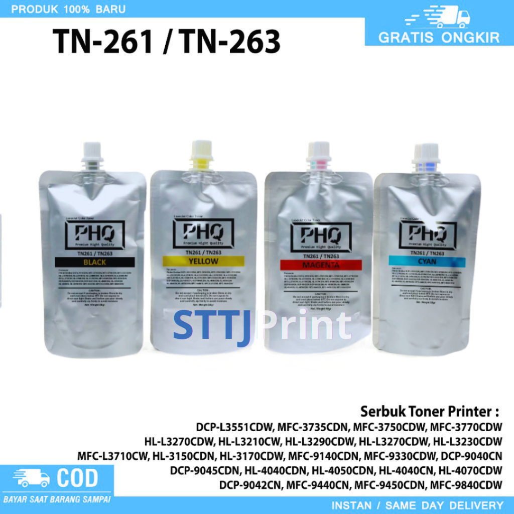Serbuk Toner TN263-TN261 Untuk printer DCP-L3551CDW, MFC-3735CDN, MFC-3750CDW, MFC-3770CDW, MFC-9330