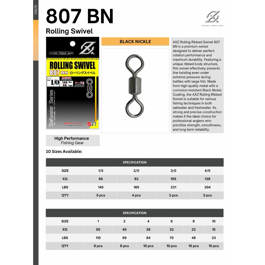 AXZ Rolling Swivel 807BN / Kili-kili Pancing