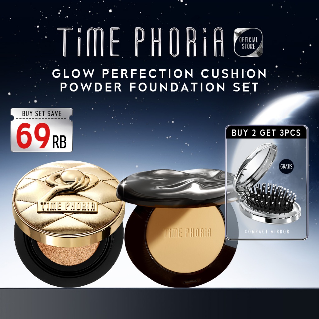 BUY 2 GET 3-TIME PHORIA - 2PCS Base Makeup Set Timeless Utopia Glow Perfection Cushion + TWC Two Way