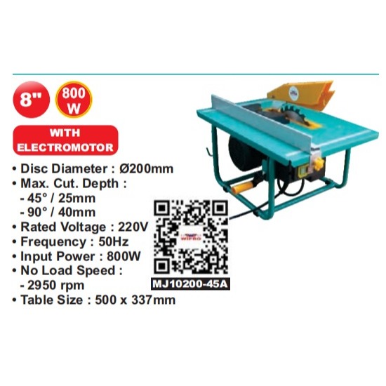 WIPRO MJ10200-45° Table Saw 8""