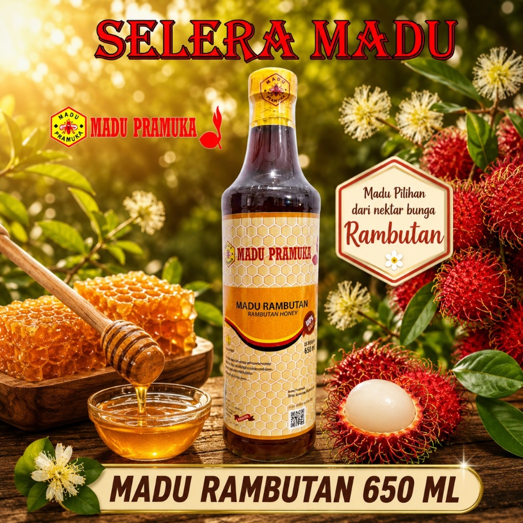 MADU RAMBUTAN MADU PRAMUKA 650 ML (MADU ASLI)