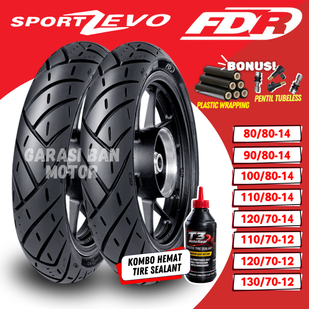(READY STOCK COD) BAN FDR SPORT ZEVO TUBELESS ( 80/80-14 / 90/80-14 / 100/80-14 / 110/80-14 / 120/70