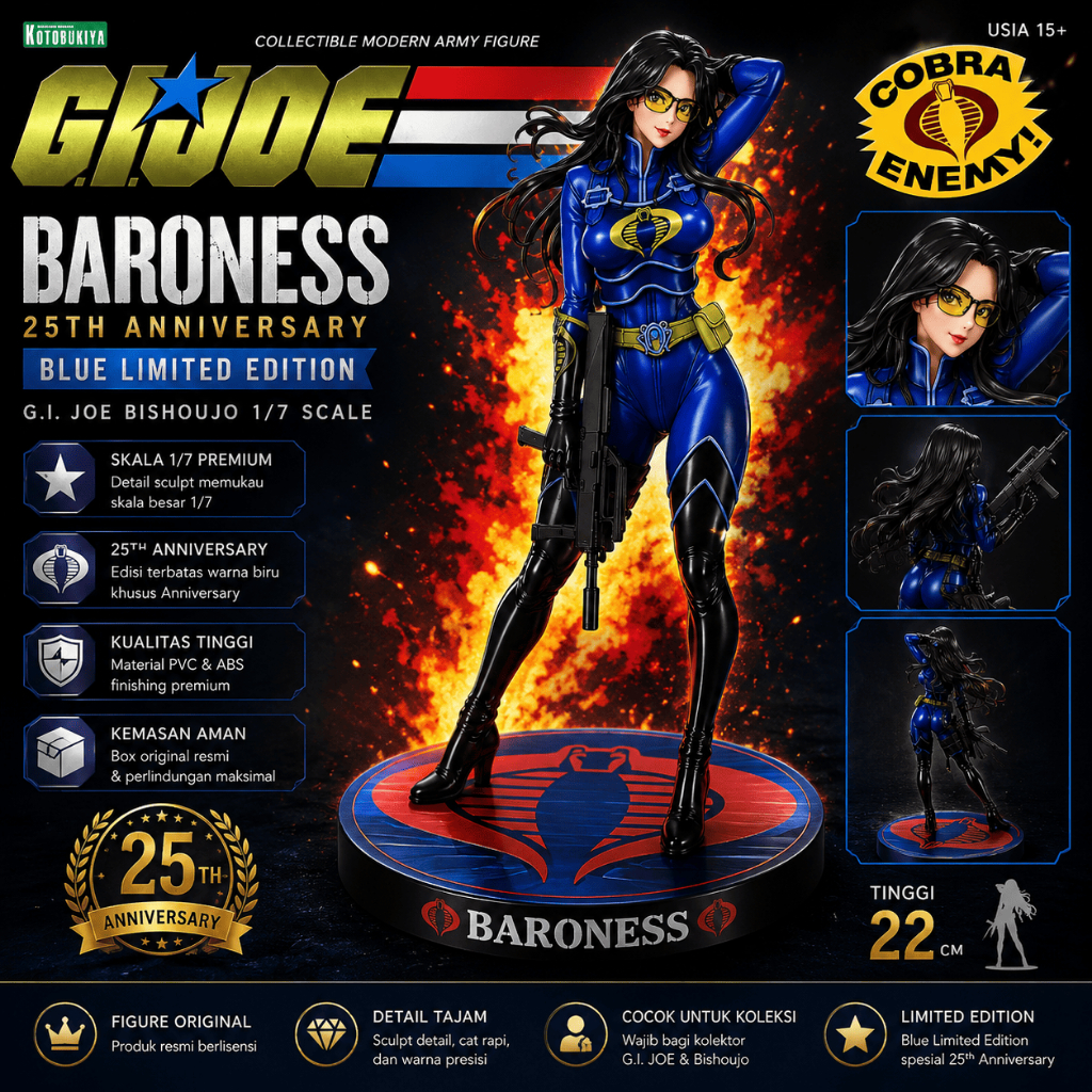 GI Joe Baroness 25th Anniversary Blue Limited Edition Bishoujo 1/7 Scale Kotobukiya Original
