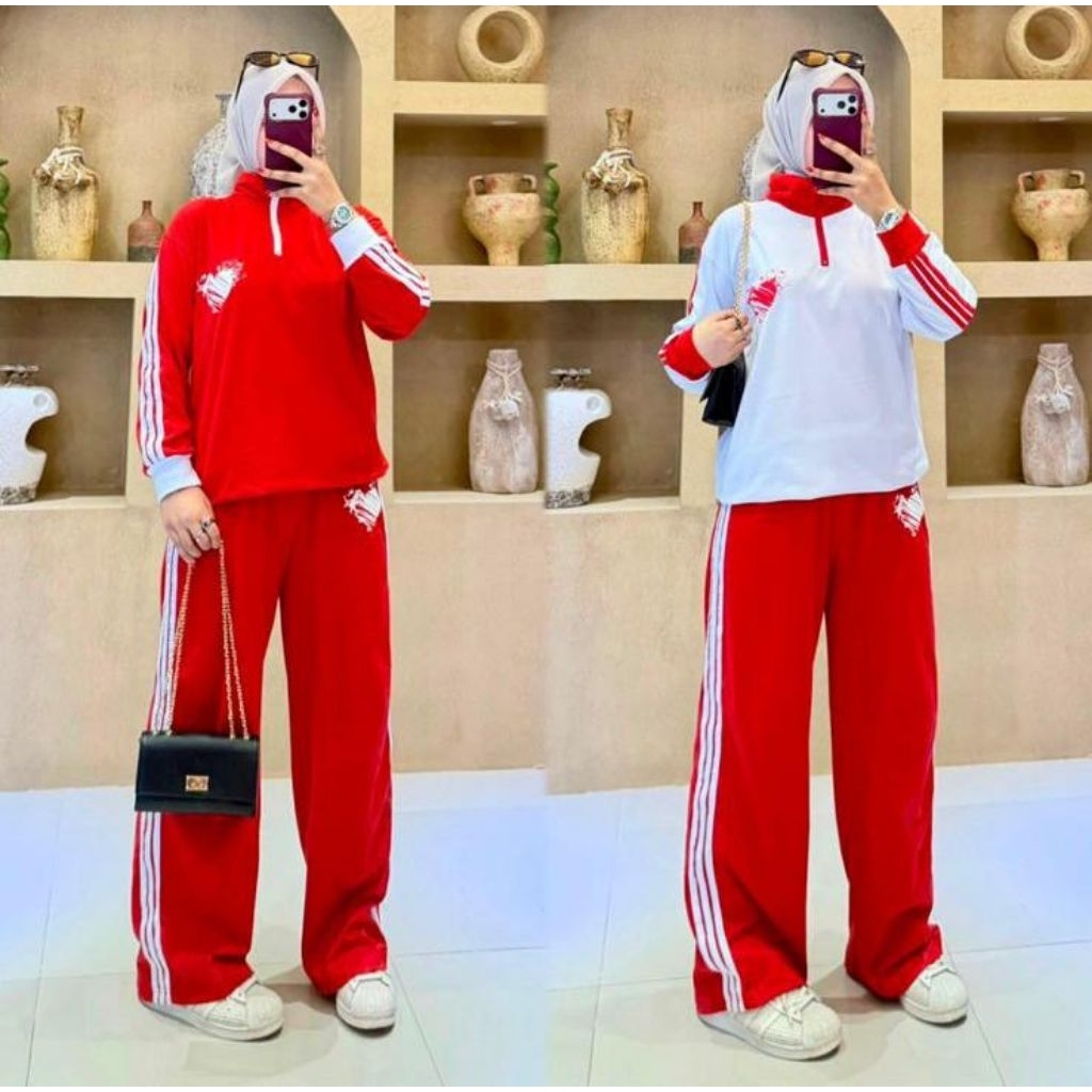 Set Celana Combed Two Tone Merah Putih // One Set Combed 20s Kekinian Kemerdekaan 17 Agustus // One 