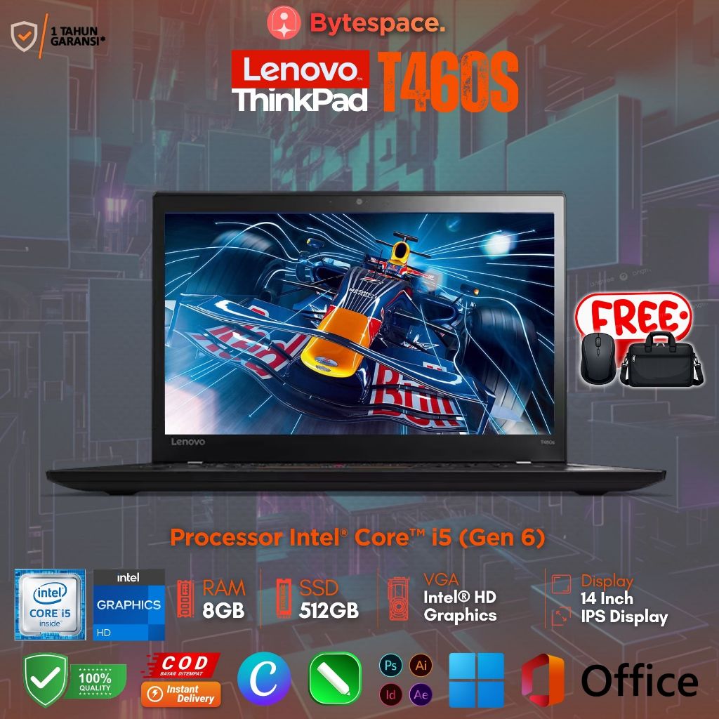 Lenovo Thinkpad T460s Intel Core i5 Gen 6 RAM 8GB SSD 512GB