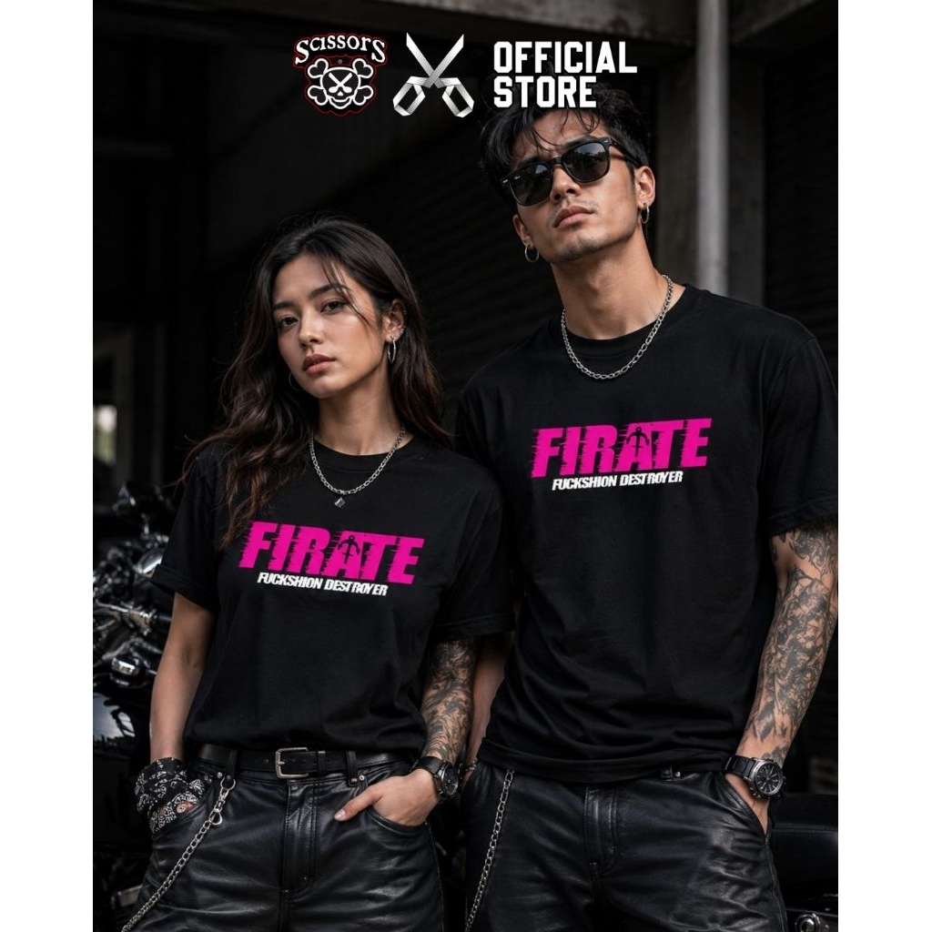 FIRATE.Co Black T-Shirt Magenta FIRATE Logo Original | Kaos Premium Build Up 24s Unisex Tanpa Jahita