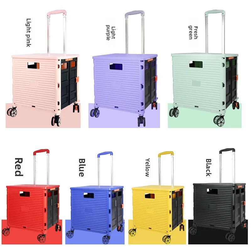 Keranjang lipat Box koper box belanja troley troli Trolley Barang Mobil lipat Kursi Pet Stroller 4 Roda 4 Hewan Anjing Kucing Sayur Barang Troli Lipat Belanja Roda 4 Universal Trolley Keranjang Lipat Portable Makanan Minuman Serbaguna Plastik Multifungsi
