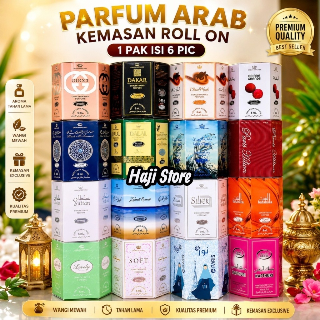Parfum Arab Roll On 6ml Original Non Alkohol / Minyak Wangi Sholat