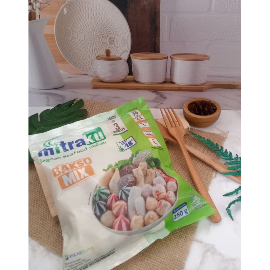 Mitraku bakso mix 250gr|seafood mix toping seblak|Bakso Aneka isi|Frozen food|cocok untuk Bakaran,ku