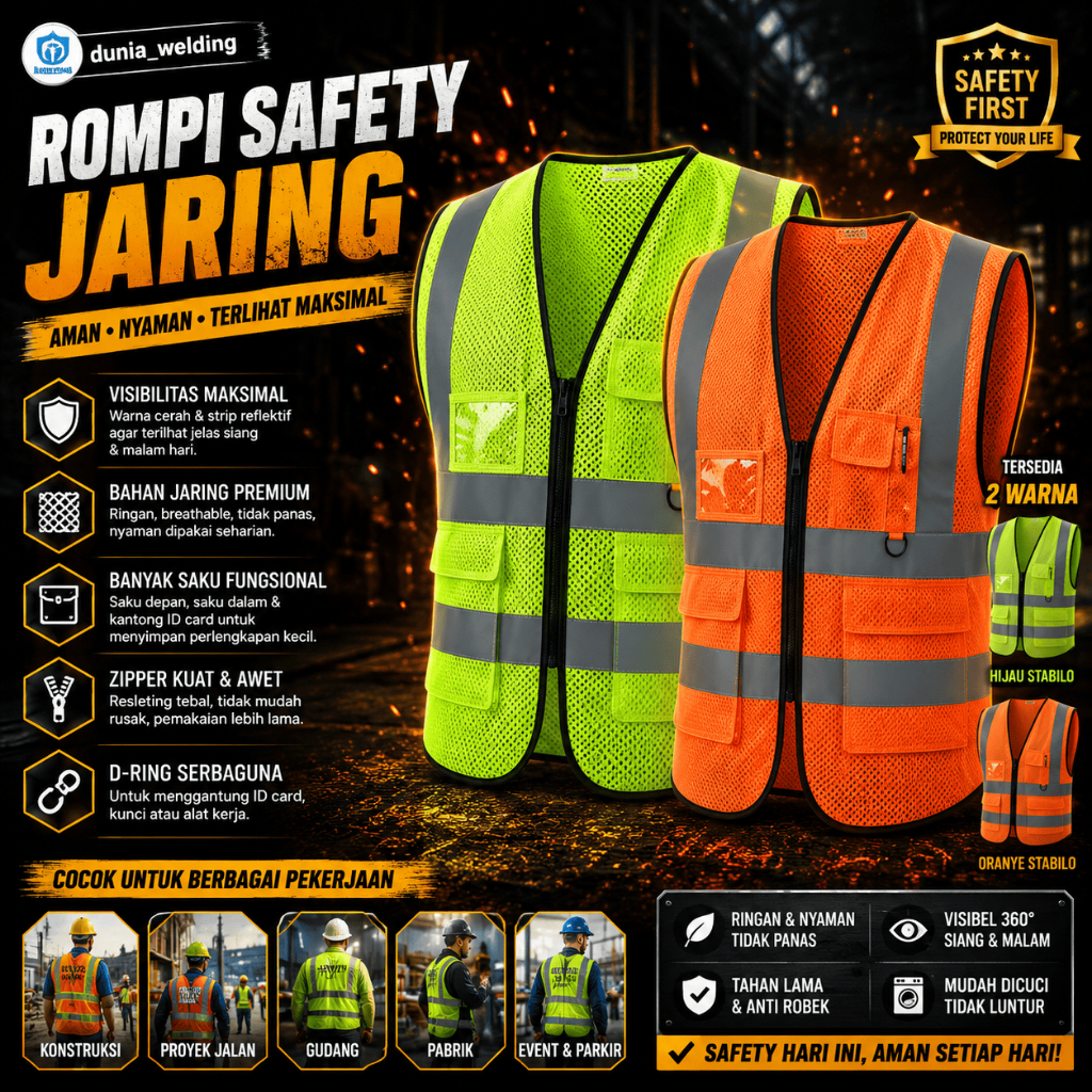 Rompi Proyek Jaring Safety Vest Jaring Rompi Jaring Safety
