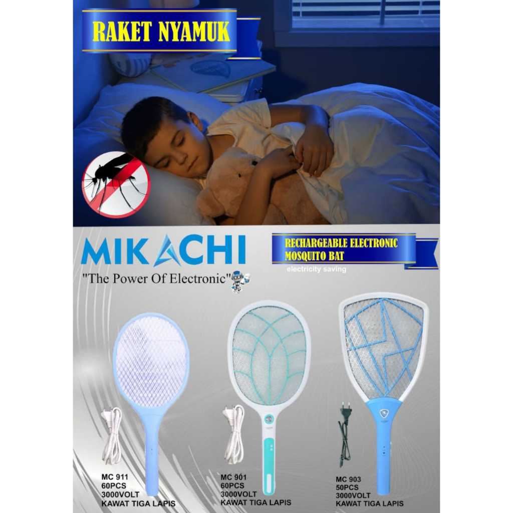 MIKACHI MC 903 RAKET NYAMUK ANTI NYAMUK BISA DICHARGE / MOSQUITO SWATTER RECHARGEABLE