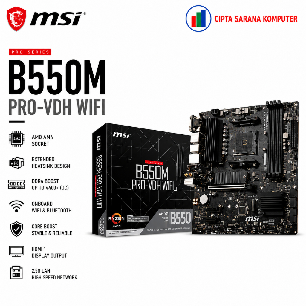 MSI Motherboard B550M PRO-VDH WIFI DDR4 AM4