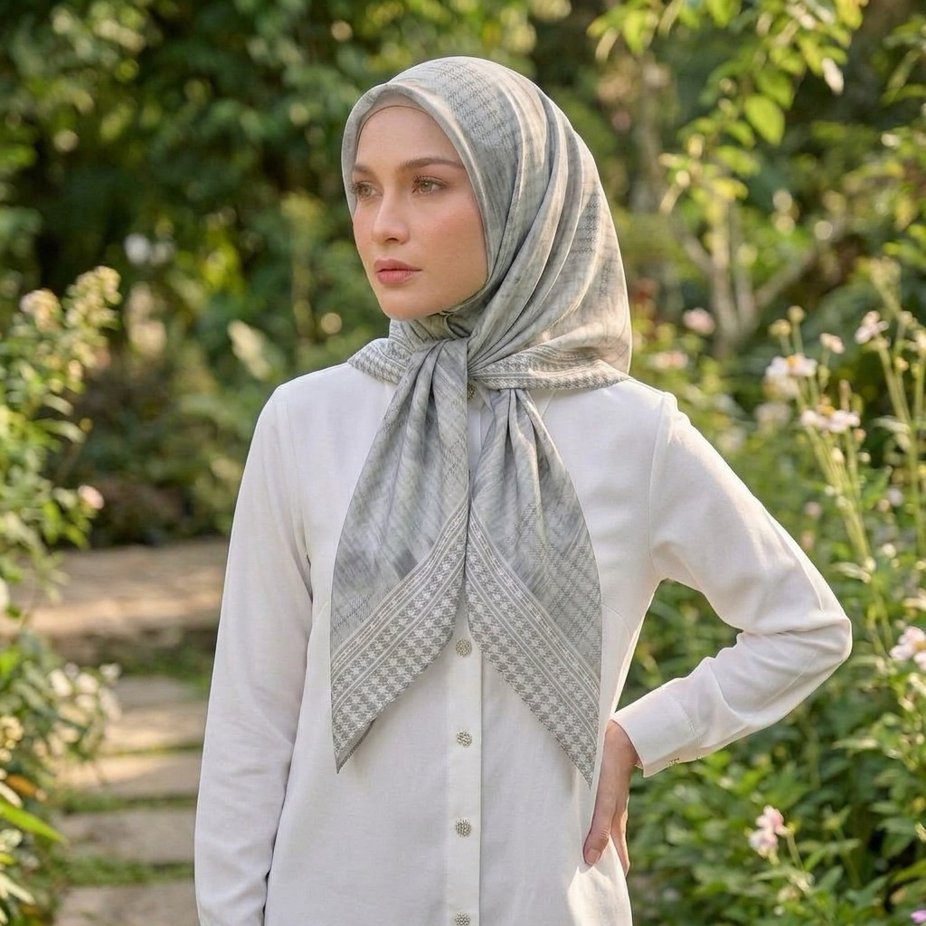 Hijab voal premium segi empat - hijab voal premium motif - Rayyana Monogram Houndstooth Series