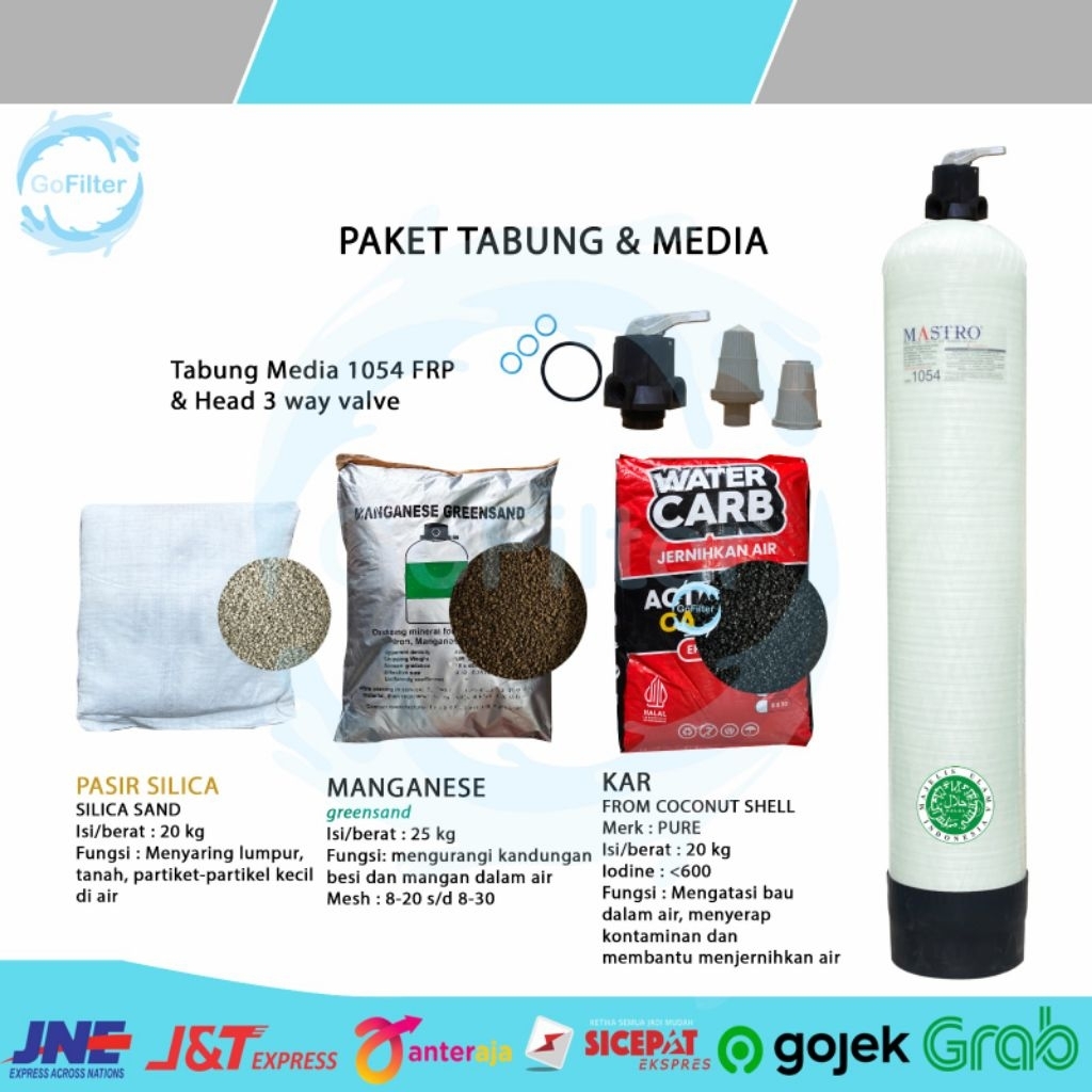 PAKET TABUNG FILTER AIR MEDIA PREMIUM AIR BENING BERSIH SIAP PAKAI / PAKET FILTER AIR MEDIA PASIR