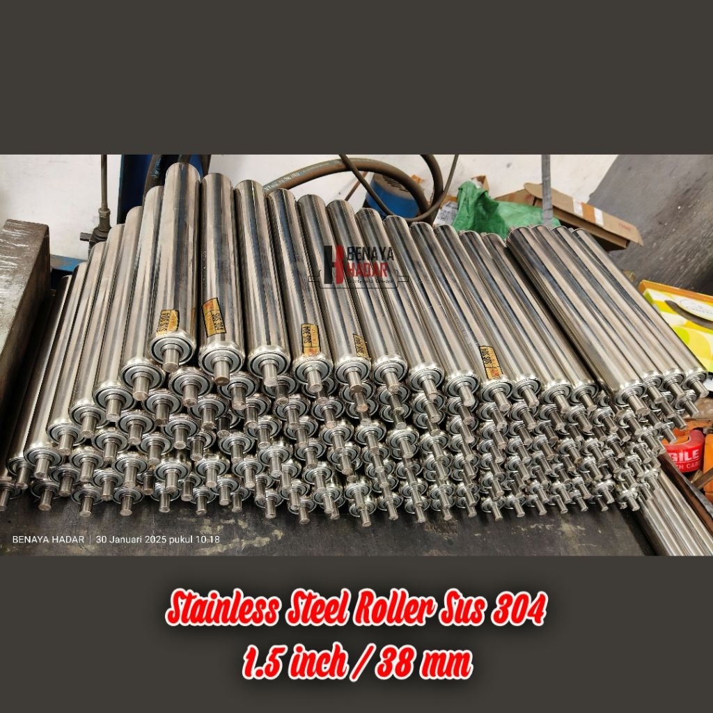 Stainless steel roller sus 304 food grade 38 mm x 800 mm x 840 mm as 12 mm Stainless steel roller pa