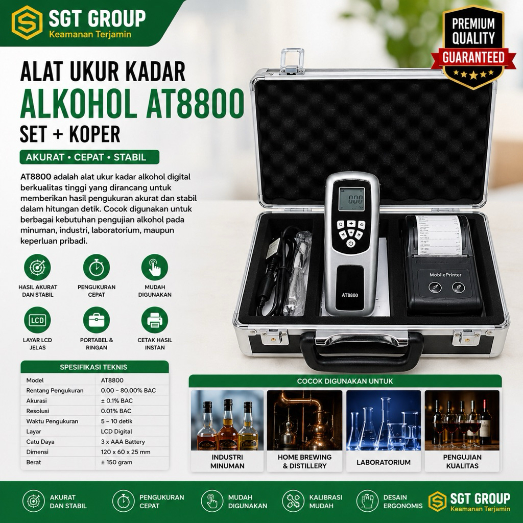 Alcohol Meter AT8800 Set Printer Breath Alcohol Tester Digital Alat Ukur Kadar Alkohol Breathalyzer 