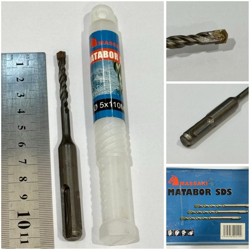 MASSAKI 5x110 Mata bor beton colok 5mm x 11cm sds plus tembok dinding hammer drill 5 mili concrete w