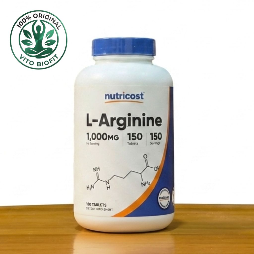 Nutricost L-Arginine 1000mg 150 Tablets Suplemen Stamina Fitness Original USA