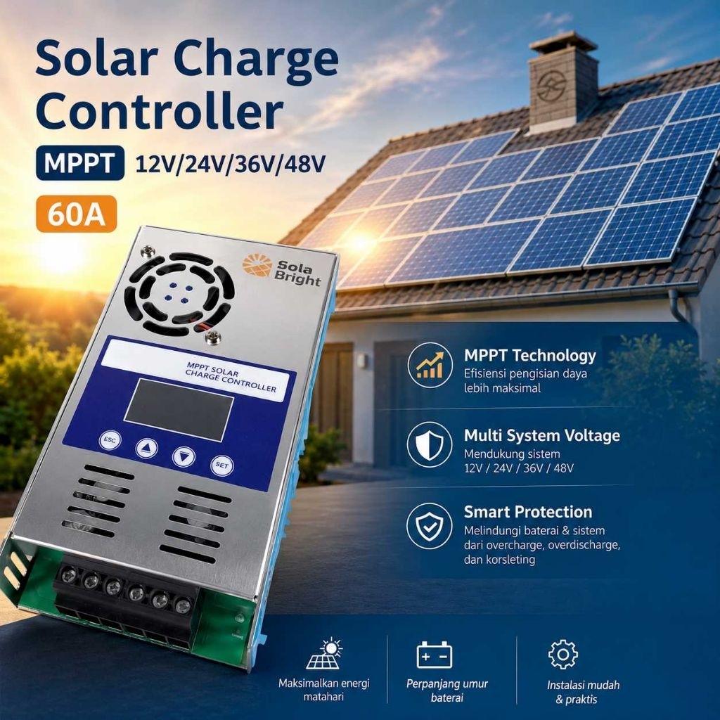 Solar Charge Controller MPPT Regulator 12V/24V/36V/48V 60A - MPPT