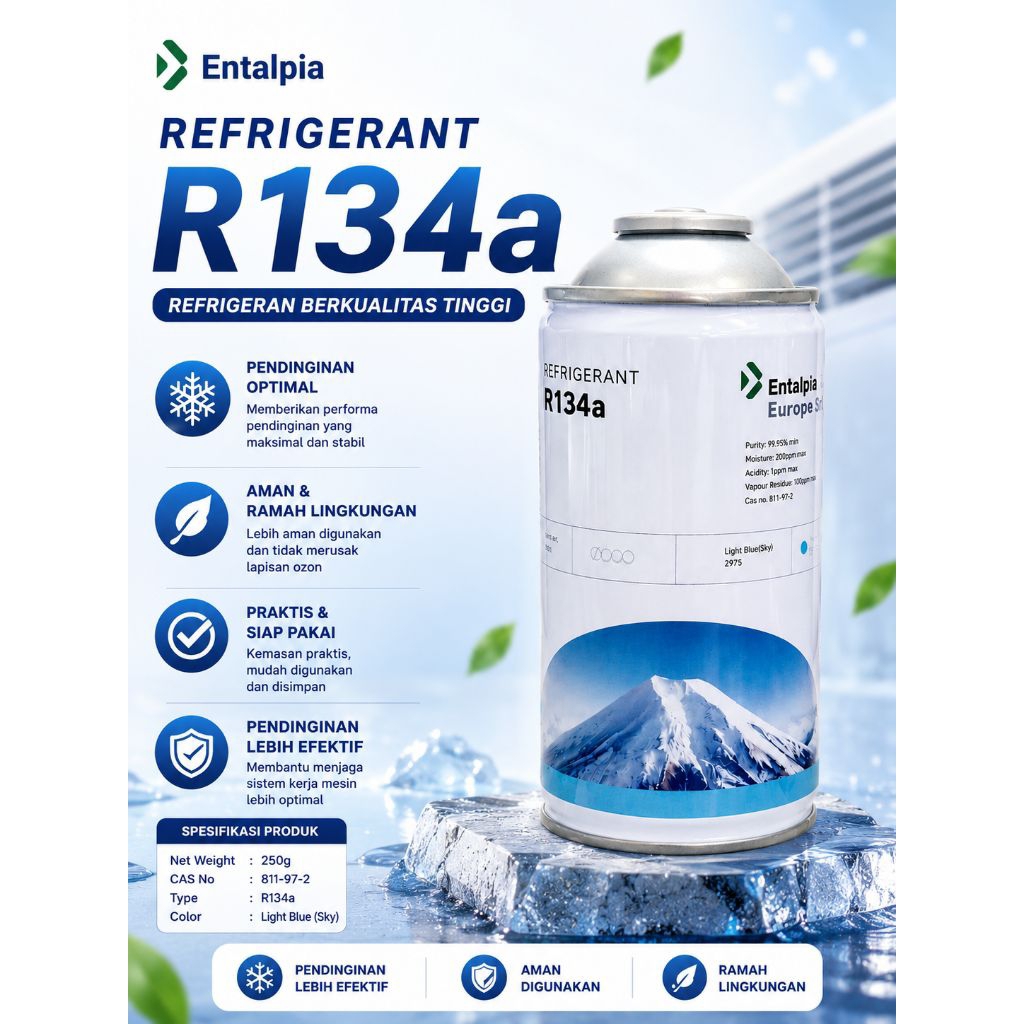 Entalpia Refrigerant R134a Freon AC Mobil & Kulkas