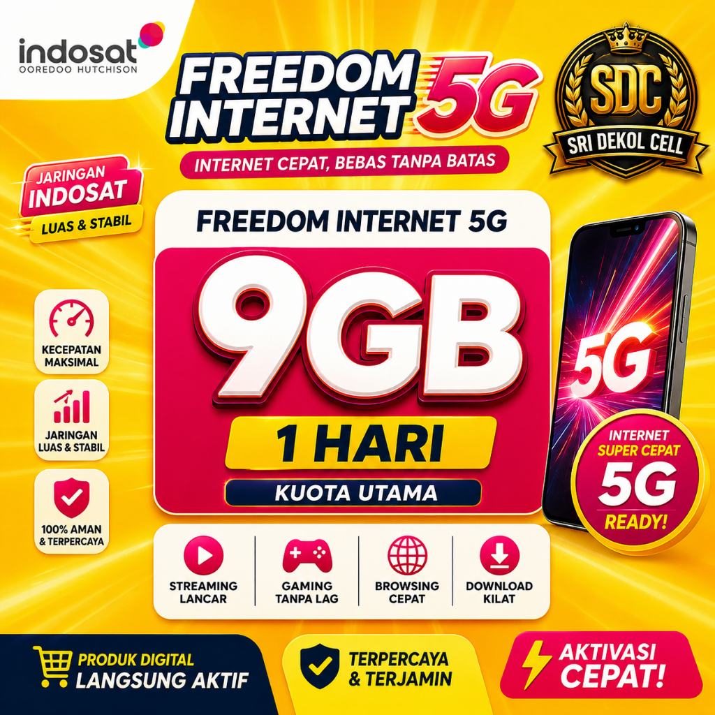 Indosat Freedom Internet 5G 9GB 1 Hari | Kuota Internet Murah | Langsung Kirim