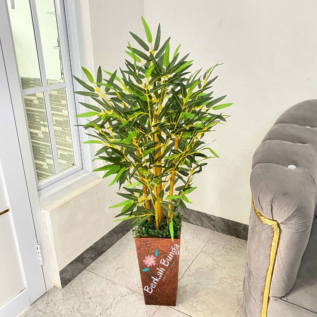 pohon bambu artificial - bambu dekorasi- hiasan rumah- bambu murah- hiasan kantor- bambu kuning