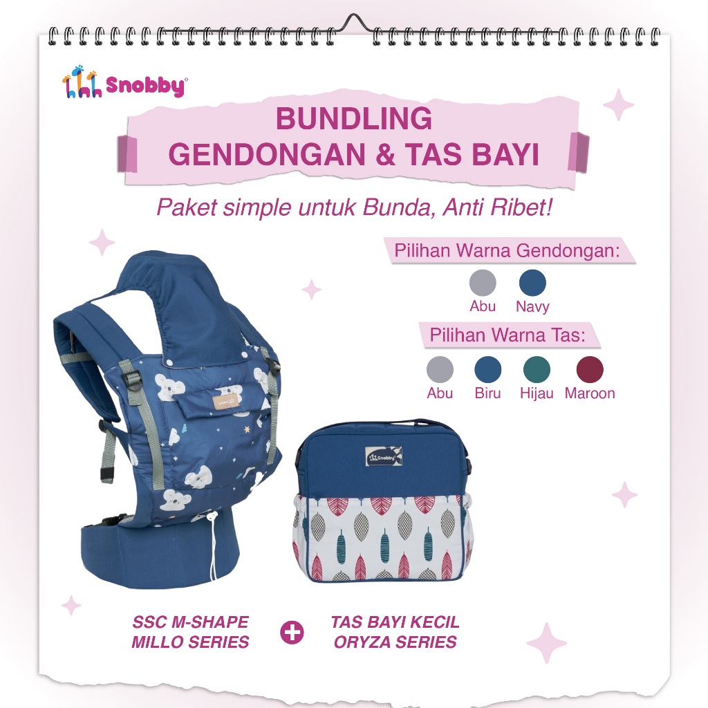 Paket Lahiran Hemat Gendongan + Tas Perlengkapan Bayi Snobby