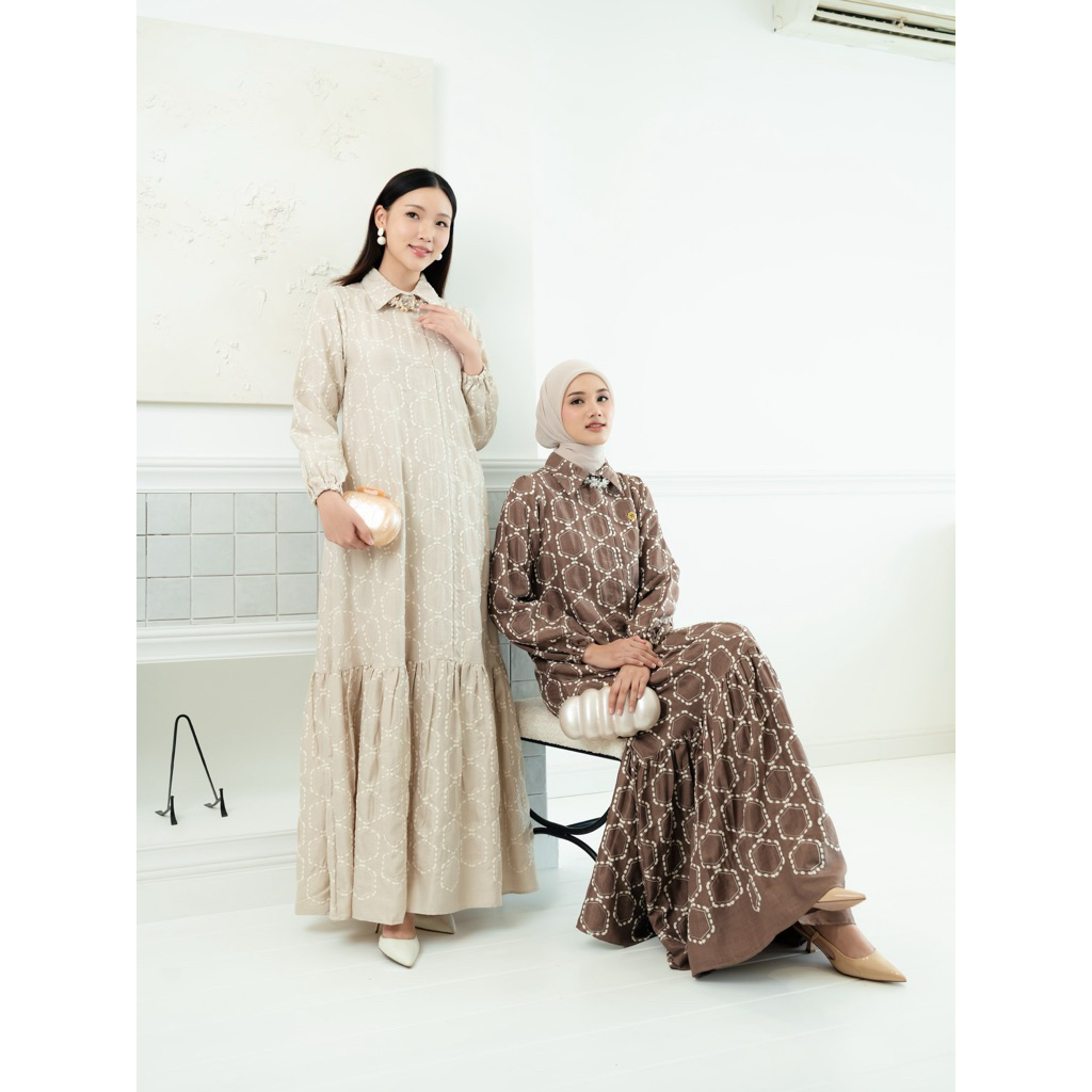 Womenwear - Nuela Dress/Dress Wanita/Dress Bordir Mewah/Dress Kondangan/Gamis Hitam Busui/Dress Leba