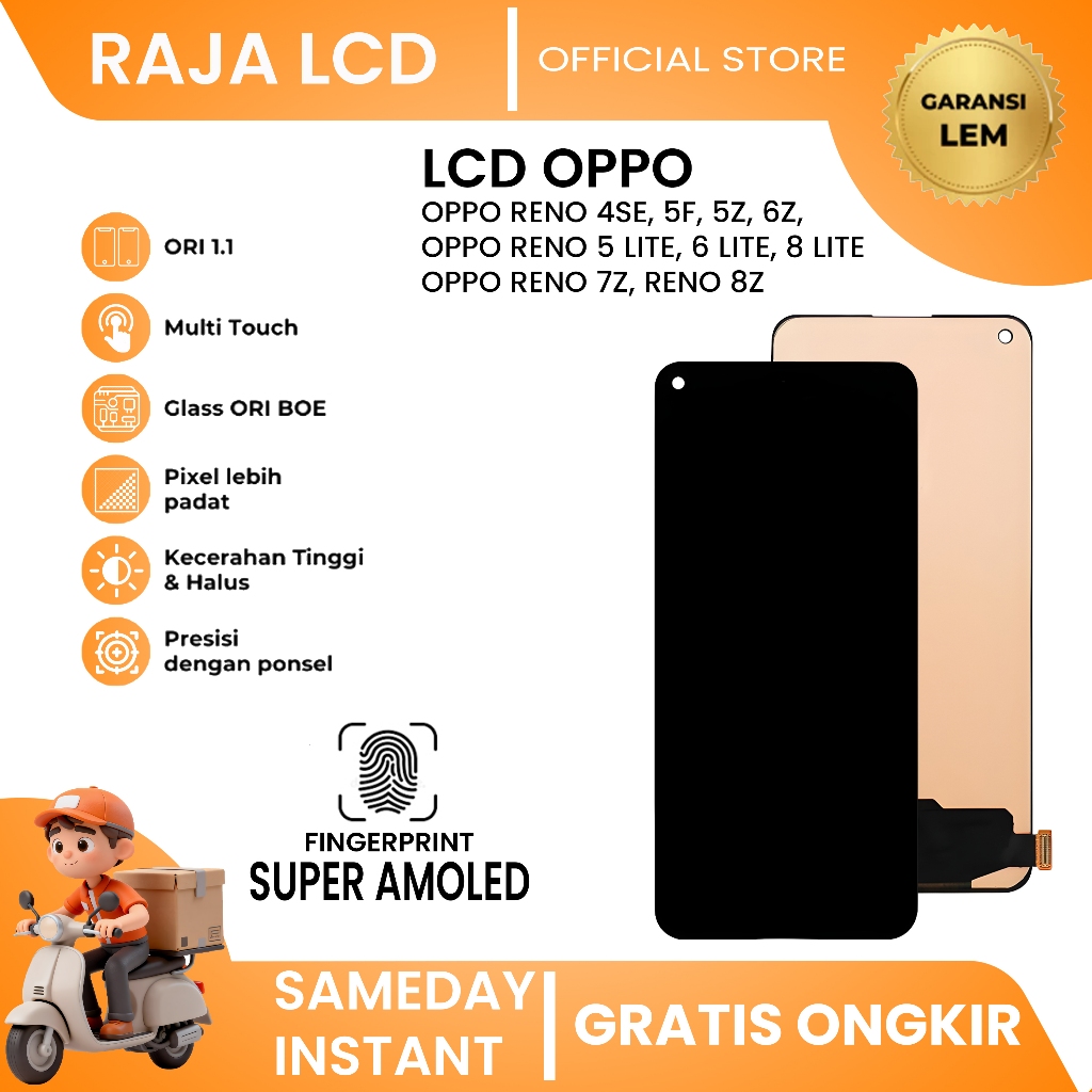 LCD Oppo Reno 4SE/5F/5Z/6Z/5 Lite/6 Lite/8 Lite/7Z/8Z 1 - Fullset Touchscreen Original