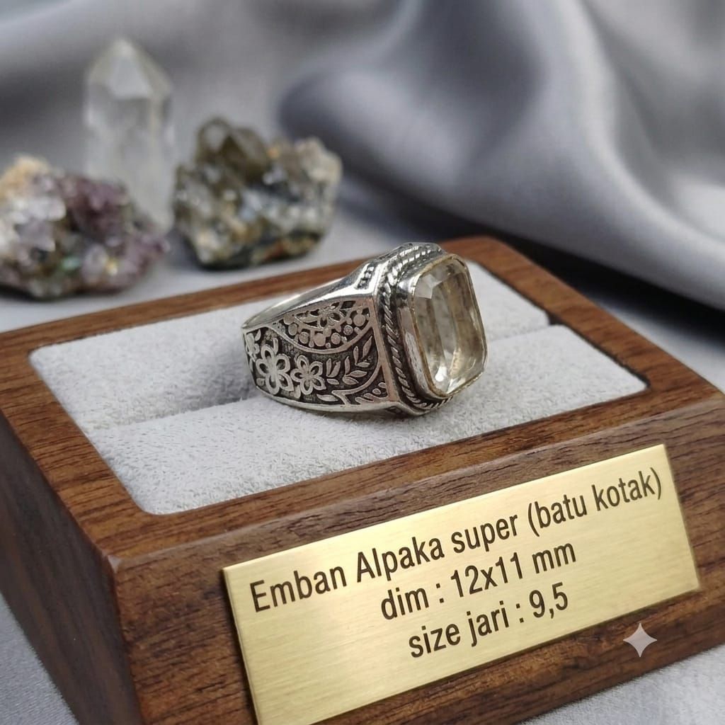 cincin emban batu akik dan permata alpaka super model batu kotak.21