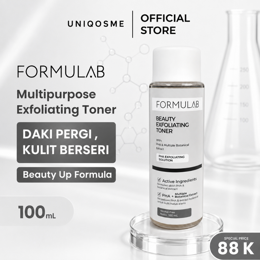 Uniqosme Formulab Multipurpose Exfoliating Toner - Pemutih badan pencerah badan pencerah ketiak pemu