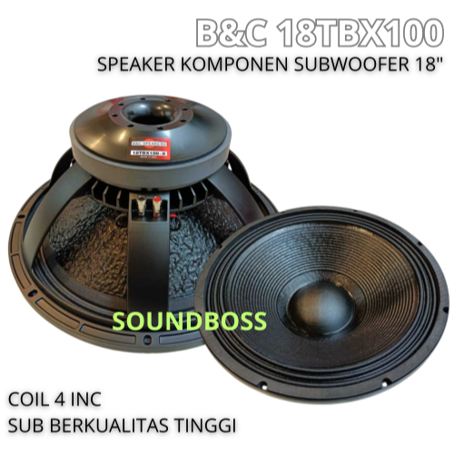 Speaker Component 18in B&C 18TBX-100 Subwoofer Low VC 4 Inch BNC 18"