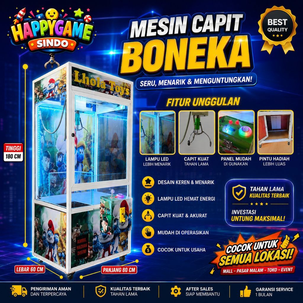 Mainan anak Mesin Capit Boneka Jumbo besar Asli, bisa pilih gambar